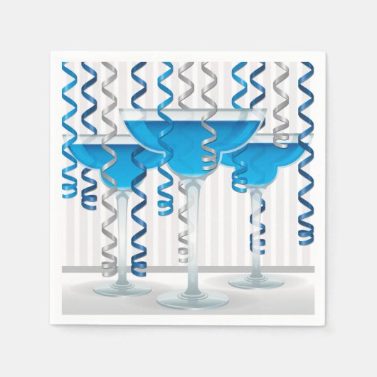 Blauer Cocktail und Band Serviette (Vorderseite)