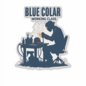 Blauer Collar-Arbeitsklassenschweißstolz Aufkleber (Vorderseite)