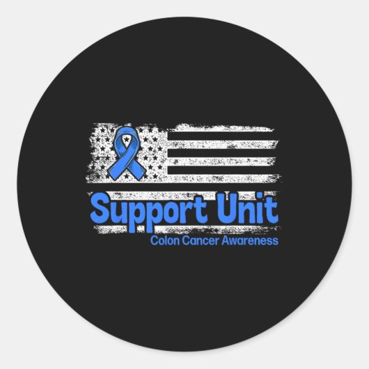 Blauer Colon Cancer Support Unit Flag Blauer Colon Runder Aufkleber (Vorderseite)