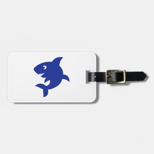 Blauer Comichaifisch Gepäckanhänger (Vorderseite horizontal)