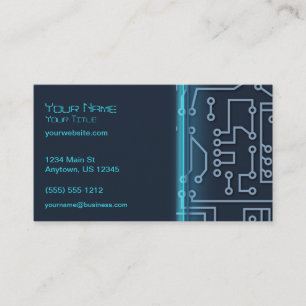 Blauer Computer-Schaltkreis Visitenkarte
