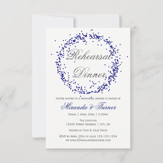 Blauer Confetti - Abendessen-Einladung der Einladung (Vorderseite)