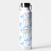 Blauer Coquette-Bogen mit individuellem Namen Trinkflasche (Vorne)