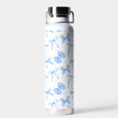 Blauer Coquette-Bogen mit individuellem Namen Trinkflasche (Rückseite)