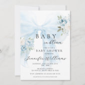 Blauer Coquette Bow Baby in Blüte Boy Dusche Einladung (Vorderseite)