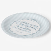 Blauer Coquette Bow Pastel Babydusche Tischdekorat Pappteller (Schrägansicht)