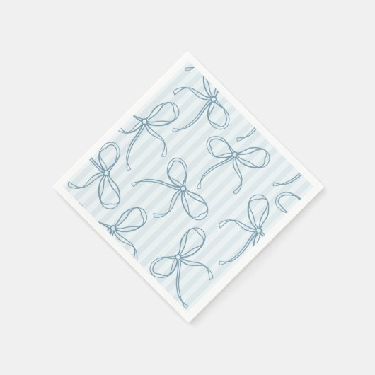 Blauer Coquette Bow Pastellfarben Streifen Tischde Serviette (Ecke)