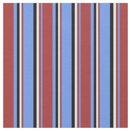 Blauer Cornflower, Braun, leichter Cyan und Schwar Stoff (Nahaufnahme)