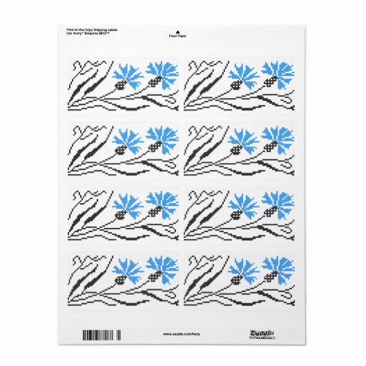 Blauer Cornflower-Kreuzstich-Design (Vorne)