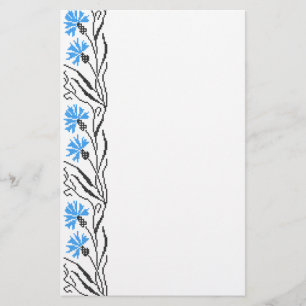 Blauer Cornflower-Kreuzstich-Design Briefpapier
