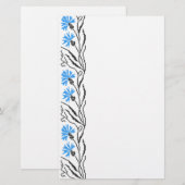 Blauer Cornflower-Kreuzstich-Design Briefpapier (Vorne/Hinten)