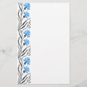 Blauer Cornflower-Kreuzstich-Design Briefpapier (Vorderseite)