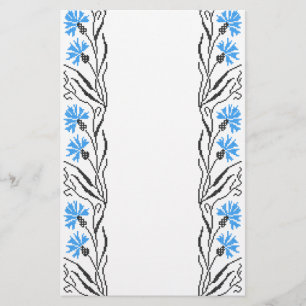 Blauer Cornflower-Kreuzstich-Design Briefpapier
