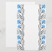 Blauer Cornflower-Kreuzstich-Design Briefpapier (Vorne/Hinten)