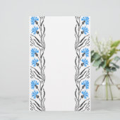 Blauer Cornflower-Kreuzstich-Design Briefpapier (Stehend Vorderseite)