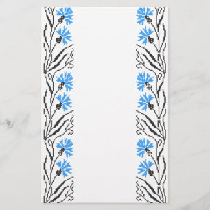 Blauer Cornflower-Kreuzstich-Design Briefpapier