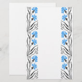 Blauer Cornflower-Kreuzstich-Design Briefpapier (Vorne/Hinten)