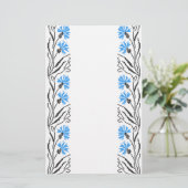 Blauer Cornflower-Kreuzstich-Design Briefpapier (Stehend Vorderseite)