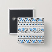 Blauer Cornflower-Kreuzstich-Design Button (Vorne & Hinten)