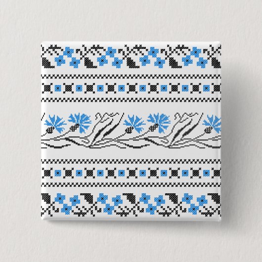 Blauer Cornflower-Kreuzstich-Design Button (Vorderseite)