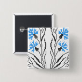 Blauer Cornflower-Kreuzstich-Design Button (Vorne & Hinten)