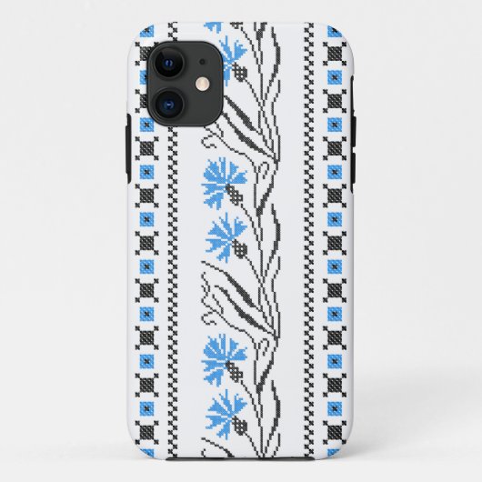 Blauer Cornflower-Kreuzstich-Design Case-Mate iPhone Hülle (Rückseite)