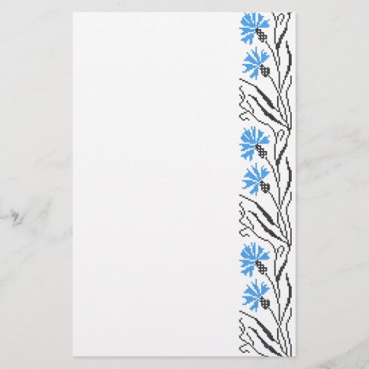 Blauer Cornflower-Kreuzstich-Design Flyer (Vorne)