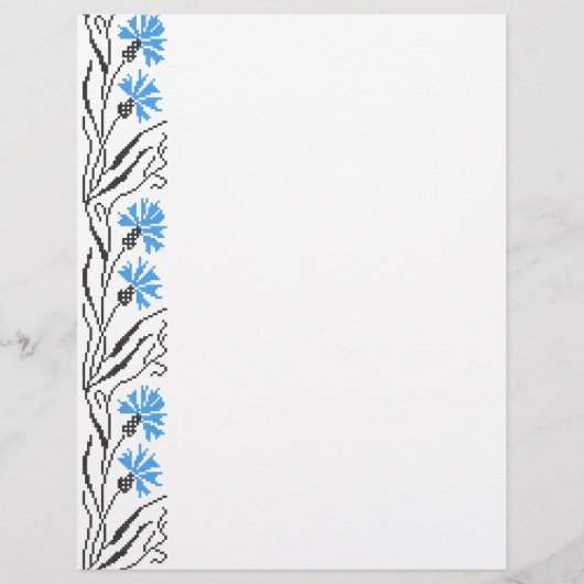Blauer Cornflower-Kreuzstich-Design Flyer (Vorne)
