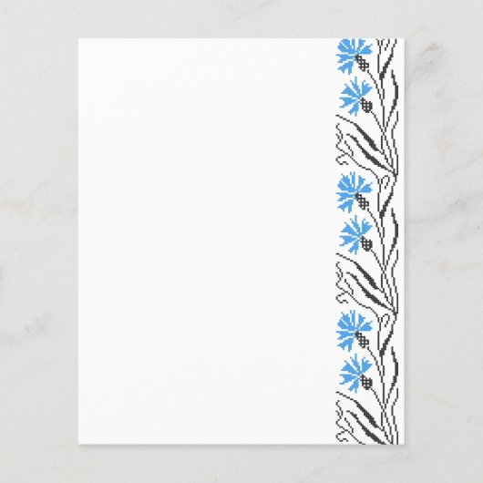 Blauer Cornflower-Kreuzstich-Design Flyer (Vorne)