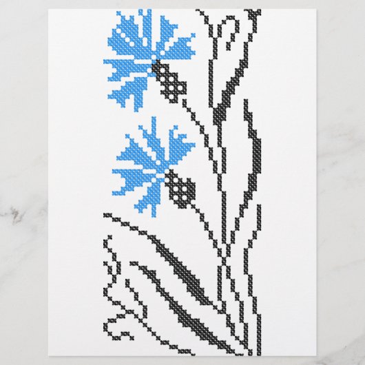 Blauer Cornflower-Kreuzstich-Design Flyer (Vorne)