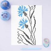 Blauer Cornflower-Kreuzstich-Design Flyer (Einzeln)