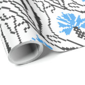 Blauer Cornflower-Kreuzstich-Design Geschenkpapier (Rolleneckpunkt)