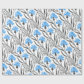 Blauer Cornflower-Kreuzstich-Design Geschenkpapier (Flach)