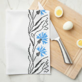 Blauer Cornflower-Kreuzstich-Design Handtuch (Viertel Falte)
