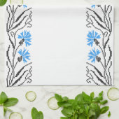 Blauer Cornflower-Kreuzstich-Design Handtuch (Gefaltet)