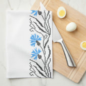 Blauer Cornflower-Kreuzstich-Design Handtuch (Viertel Falte)