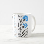 Blauer Cornflower-Kreuzstich-Design Kaffeetasse (VorderseiteRechts)