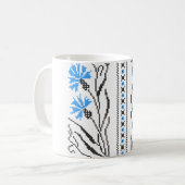 Blauer Cornflower-Kreuzstich-Design Kaffeetasse (Vorderseite Links)