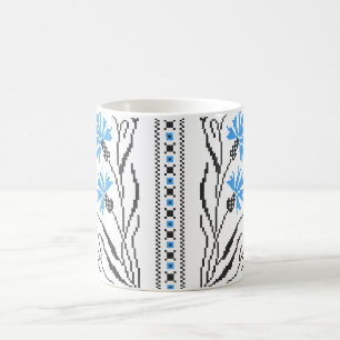 Blauer Cornflower-Kreuzstich-Design Kaffeetasse