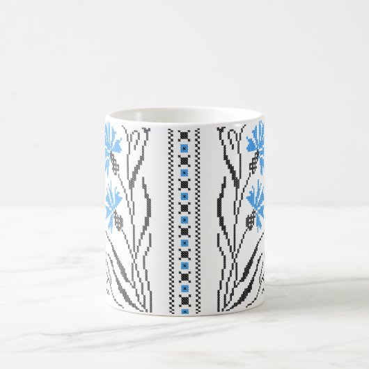 Blauer Cornflower-Kreuzstich-Design Kaffeetasse (Mittel)