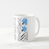 Blauer Cornflower-Kreuzstich-Design Kaffeetasse (VorderseiteRechts)