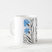 Blauer Cornflower-Kreuzstich-Design Kaffeetasse (Vorderseite Links)