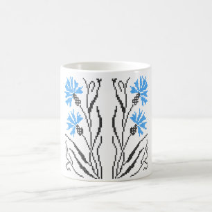 Blauer Cornflower-Kreuzstich-Design Kaffeetasse