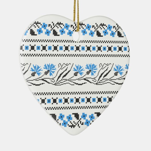 Blauer Cornflower-Kreuzstich-Design Keramikornament (Rechts)