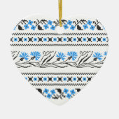 Blauer Cornflower-Kreuzstich-Design Keramikornament (Vorne)