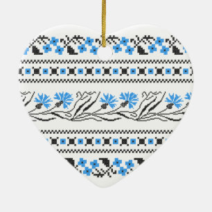Blauer Cornflower-Kreuzstich-Design Keramikornament