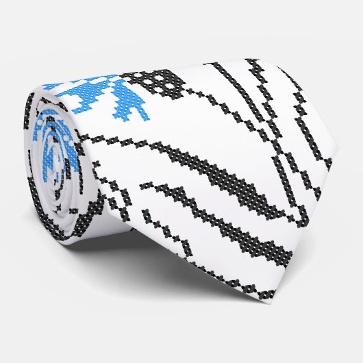 Blauer Cornflower-Kreuzstich-Design Krawatte (Gerollt)
