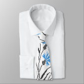 Blauer Cornflower-Kreuzstich-Design Krawatte (Gebunden)