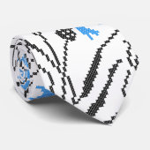 Blauer Cornflower-Kreuzstich-Design Krawatte (Gerollt)