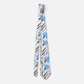 Blauer Cornflower-Kreuzstich-Design Krawatte (Rückseite)